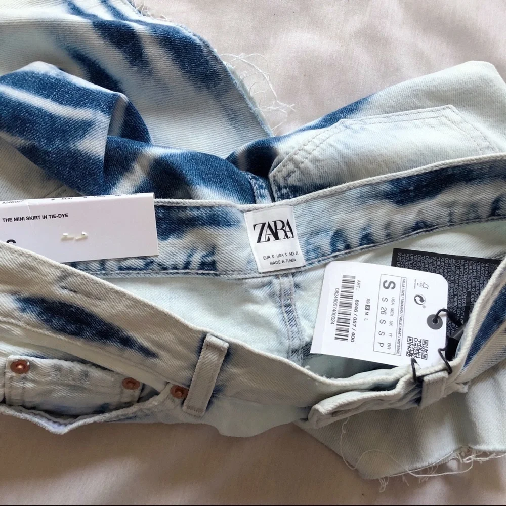 zara ⋆ tie dye denim skirt